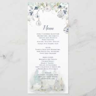 Menu Dusty Blue Sage Green Floral Neige Globe Ornements