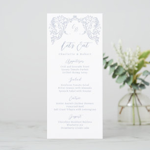 Menu Dusty Blue Vintage Flourd Mariage Monogramme