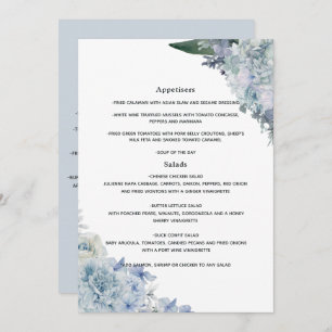 Menu Dusty Blue Watercolor Mariage