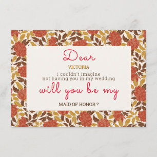 Menu Dusty Brunt Orange Peony Flowers Mariage de automn