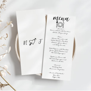 Menu Écrit main dessiné Scribble Quirky Mariage unique