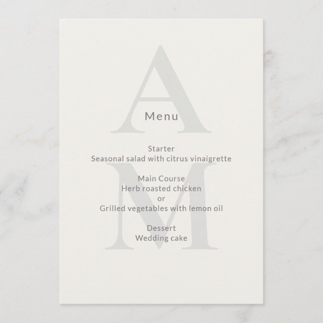 Menu Editorial Initial Minimal Wedding (Devant)