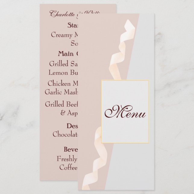 Menu Effets doux violet et gris avec ruban (Devant / Derrière)