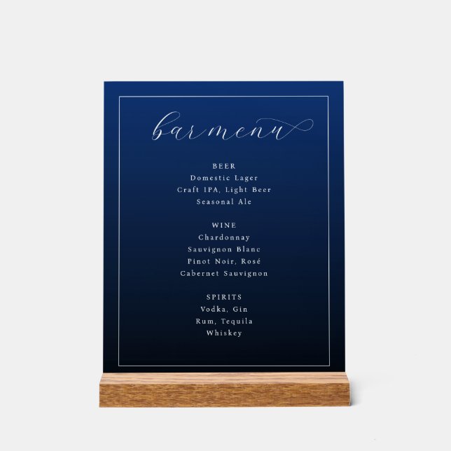 Menu élégant à barre typographique bleue marine (Recto)