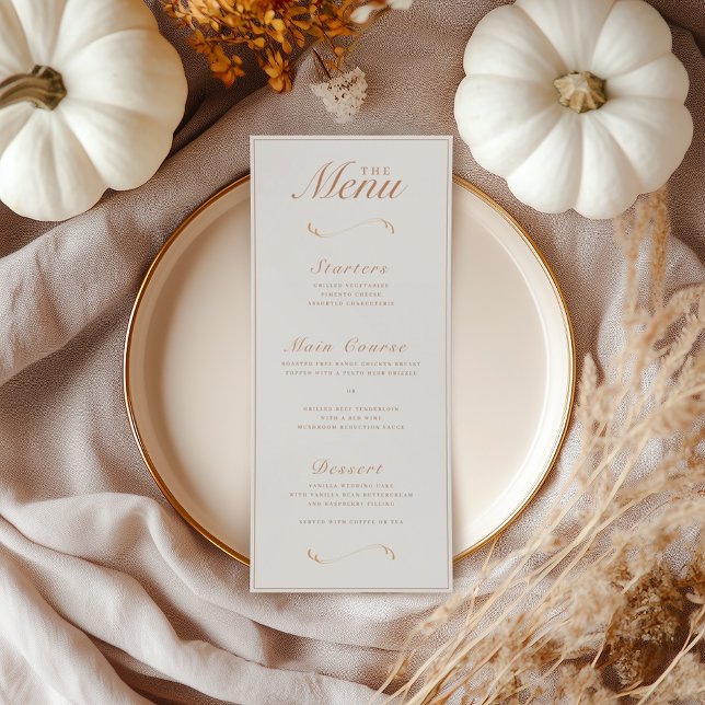 Menu Élégant automne Botanique ivoire & Mariage en terr (Créateur téléchargé)