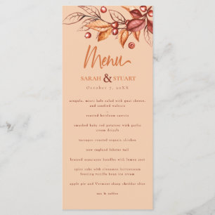 Menu Élégant Automne ton Terre Terracotta Mariage