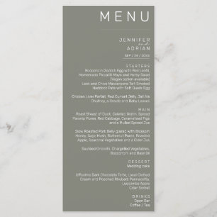 Menu Elégant Bataillon Grey Minimal Mariage moderne