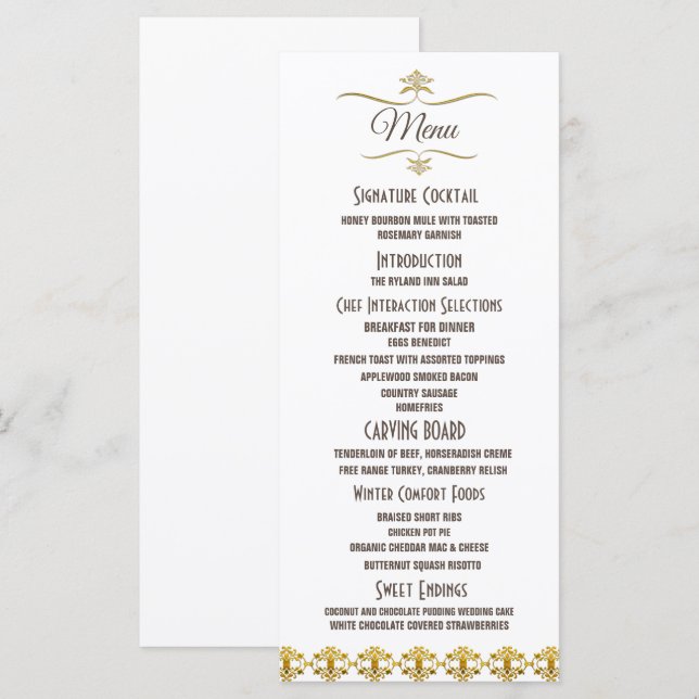 Menu Élégant Black Gold Parties scintillant Mariage Bro (Devant / Derrière)