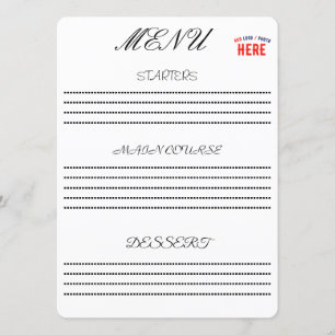 MENU ÉLÉGANT BLANC PERSONNALISABLE MODERNE MARQUE VÉRIF