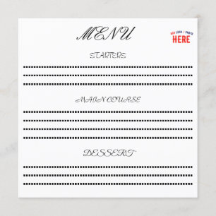 MENU ÉLÉGANT BLANC PERSONNALISABLE MODERNE VERIFIED MAR