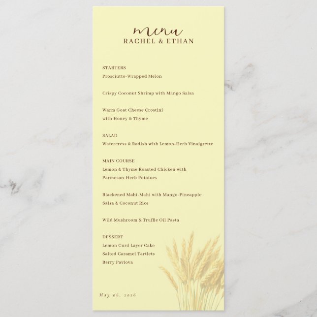 Menu Élégant Blé Beige (Devant)