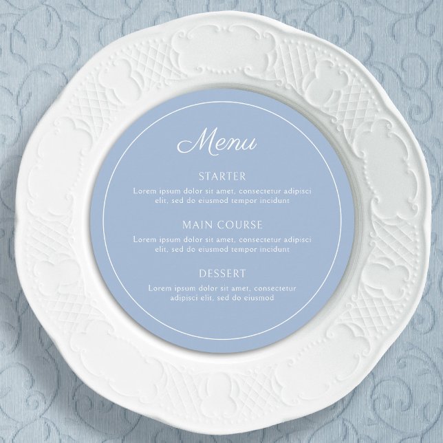 Menu Élégant bleu clair simple rond (Créateur téléchargé)