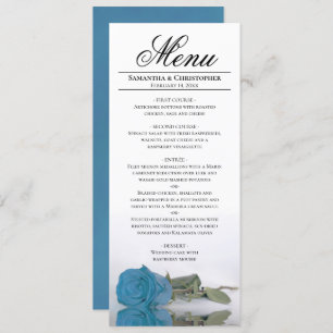 Menu Elégant bleu turquoise Rose Réflexions Mariage