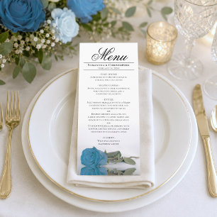 Menu Elégant bleu turquoise Rose Réflexions Mariage