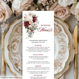 Menu Elégant boho profond or rouge rose chic mariage me