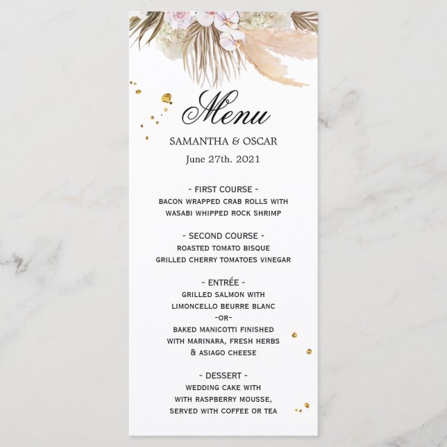 Menu Elégant cadre de beauté des orchidées florales et  (Devant)