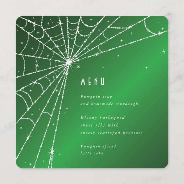 Menu Élégant Carré Web Green Diamond Spider/Round (Devant)