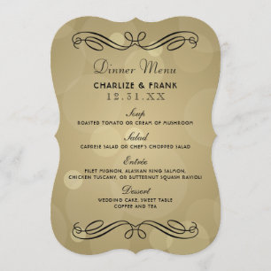 Menu Elégant Champagne Gold et Mariage noir