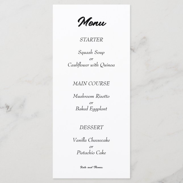Menu Elegant Chic Modern Minimalist Black and White (Devant)