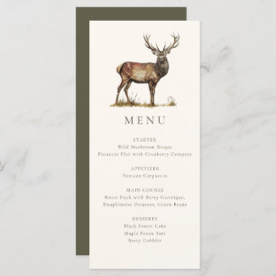 Menu Élégant Chien de Cerf Rustique Chasse Automne Dîne
