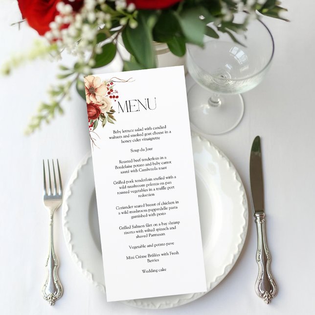 Menu Elegant Christmas Winter Floral (Créateur téléchargé)
