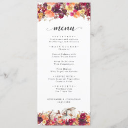 Menu Élégant Citrouille de automne Mariage