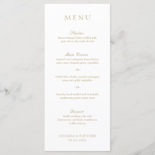Menu Élégant classique or traditionnel Mariage formel