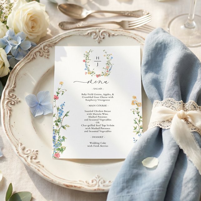 Menu Elegant Colorful Wildflower Wedding (Créateur téléchargé)