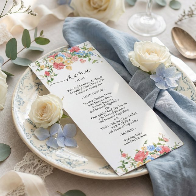 Menu Elegant Colorful Wildflower Wedding (Créateur téléchargé)