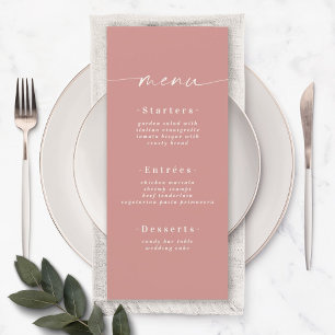 Menu Elégant couleur solide Rose rose Mariage