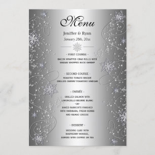 Menu élégant de mariage d'hiver