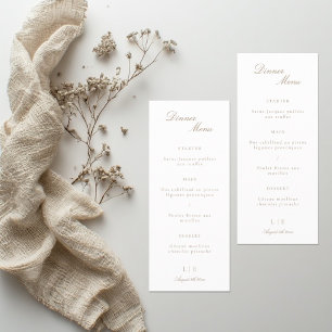 Menu élégant de mariage or blanc pour dîner 