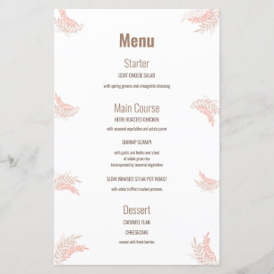 Menu élégant de première communion