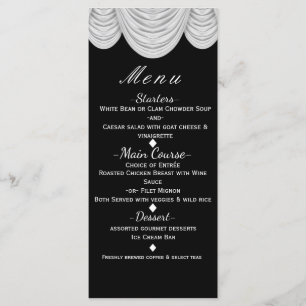 Menu élégant de rideaux noirs et blancs de