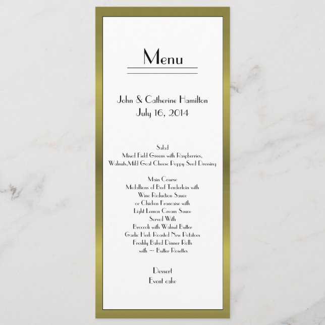 Menu élégant de Tableau de mariage de regard d'art (Devant)