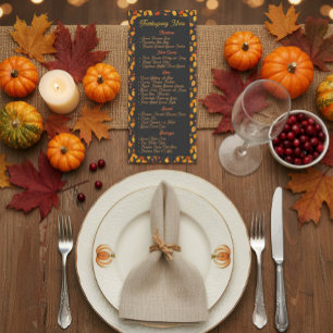 Menu élégant de Thanksgiving
