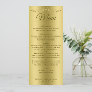 Menu Élégant dégradé or et Mariage Vintage en fibre