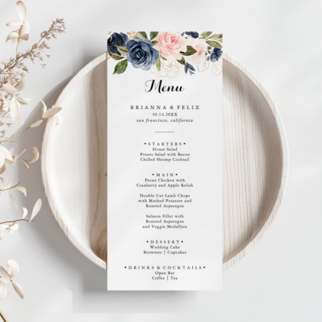 Menu Élégant Dîner Floral D'Hiver Simple (Créateur téléchargé)