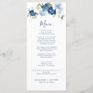 Menu Elégant Dusty Bleu Botanique Mariage de verdure
