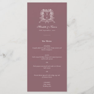Menu Elégant Dusty Purple Vintage Crest Merci Boho