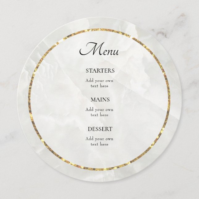 Menu élégant en marbre blanc (Devant)
