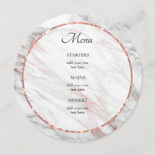 menu élégant en marbre or rose
