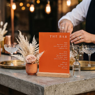 Menu élégant en sérif orange pour bar