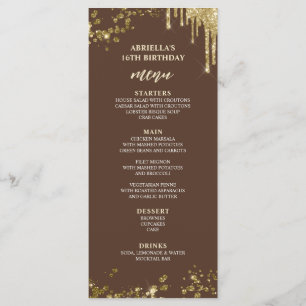 Menu élégant et amusant marron et or