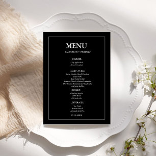 Menu Élégant et chic Couple Baby Shower Shower Nuptial