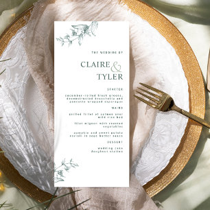 Menu Élégant et Chic de Mariage Vert Moderne