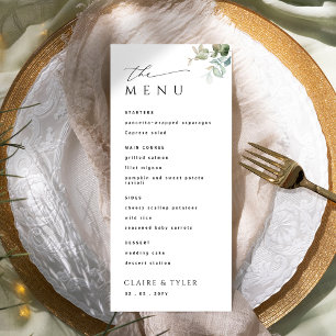 Menu Elégant et simple moderne Mariage de verdure