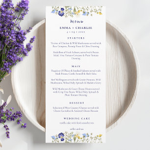 Menu Élégant fleur sauvage Boho Mariage de script