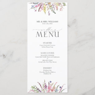 Menu Élégant Fleur sauvage  Floral Mariage