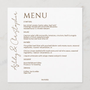 Menu Élégant Fleur sauvage moderne blanc & Mariage de b